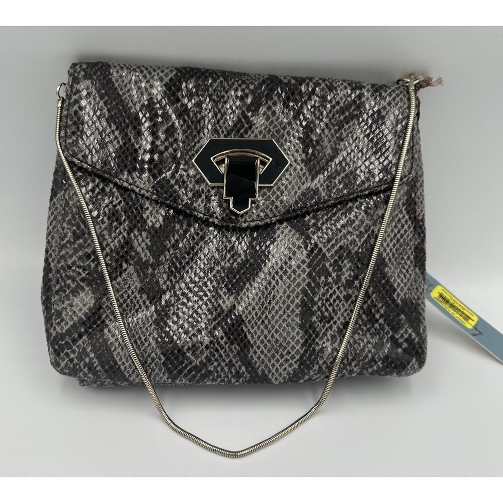 Kate Landry Gray Faux Snakeskin Small Clutch Handbag Party Special Occasion